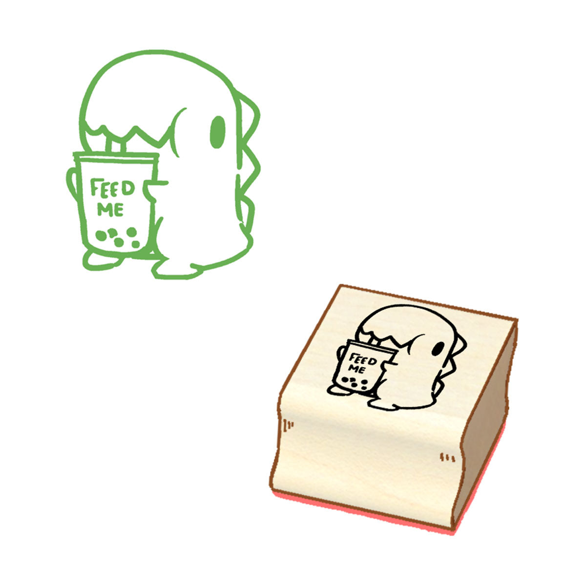 Feed Me Dino Wooden Stamp