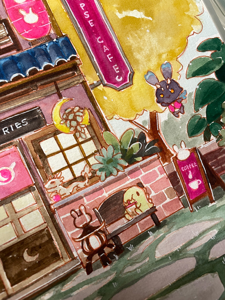 Eclipse Cafe - Original Watercolor Painting