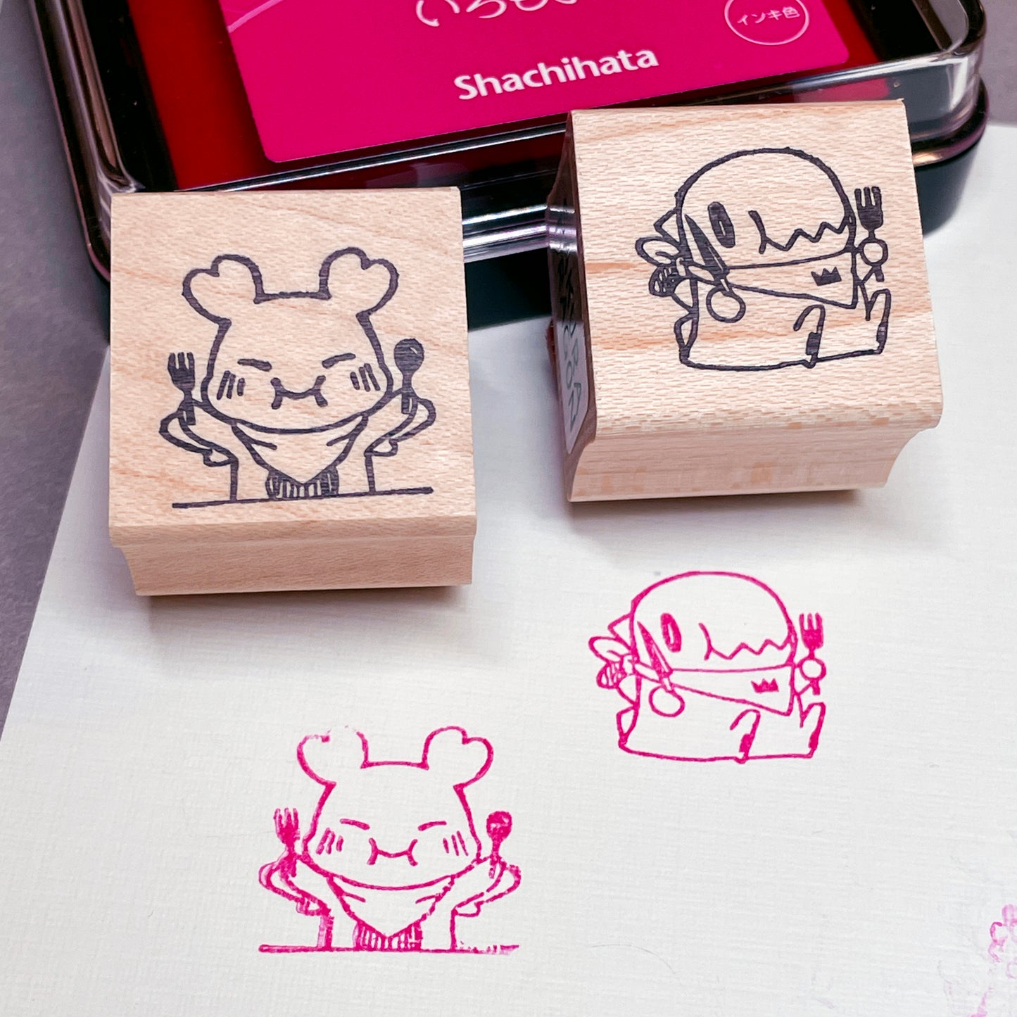 Snack Time (Sakura) Wooden Rubber Stamp