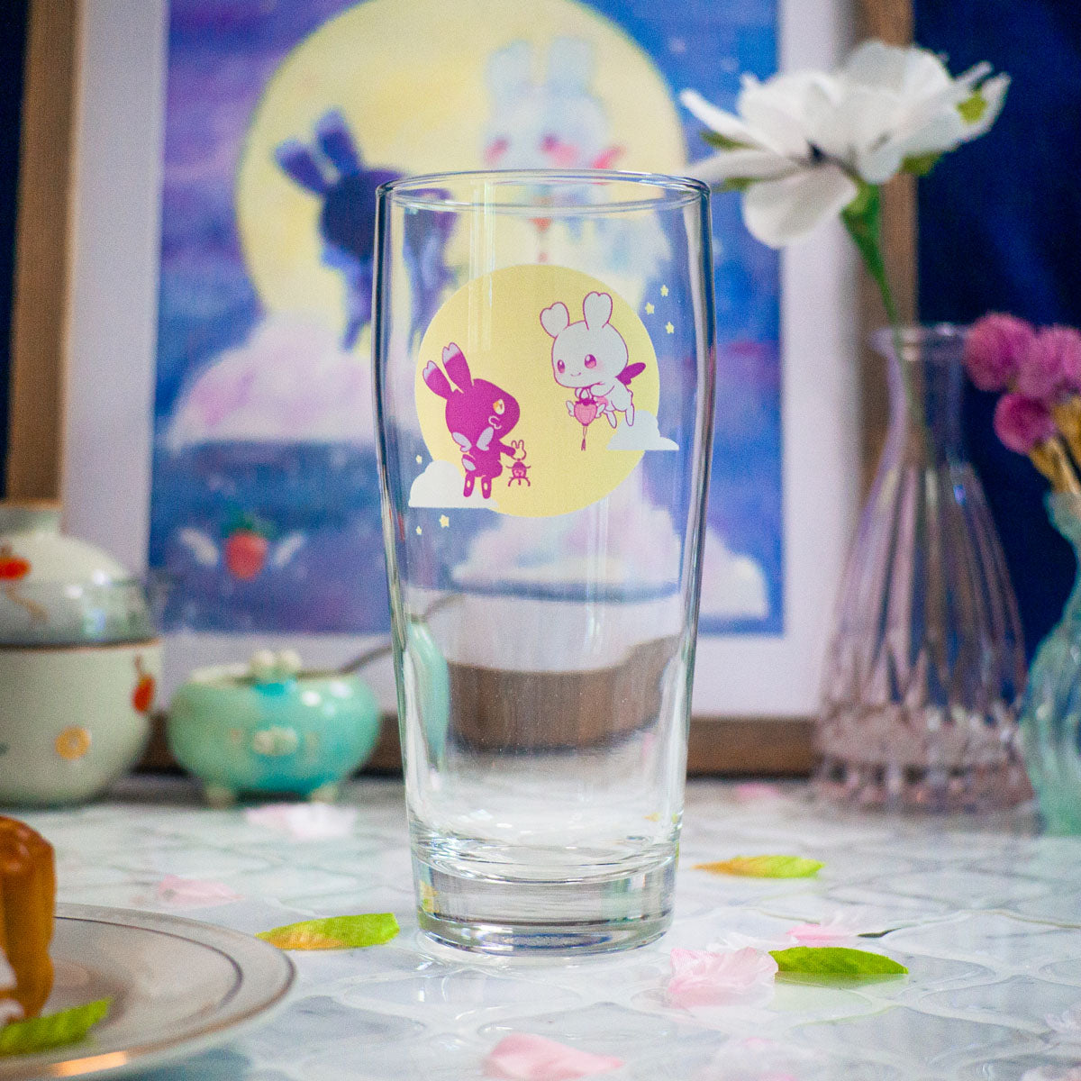 Moon Bunnies 16oz Glass Tumbler