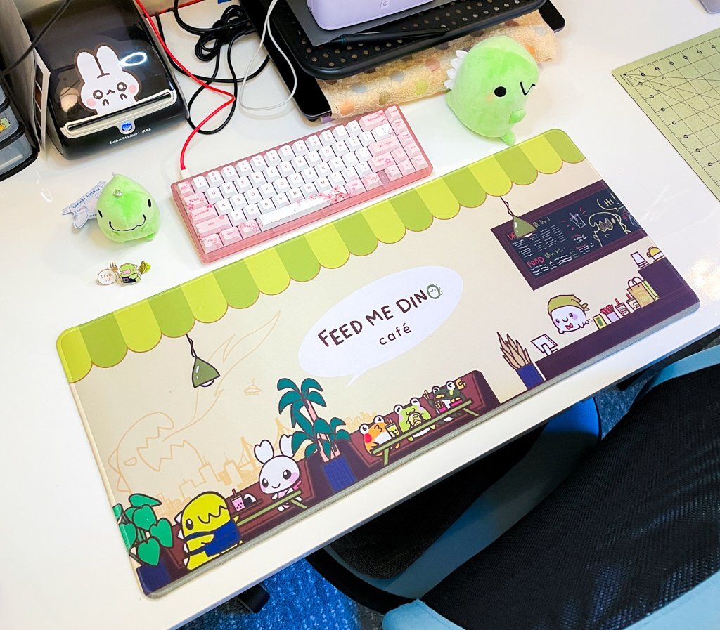 Feed Me Dino Cafe Desk Mat - Sakuradragon