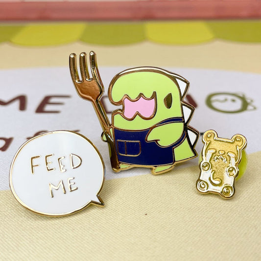 Feed Me Dino Cafe Pin Set - Sakuradragon