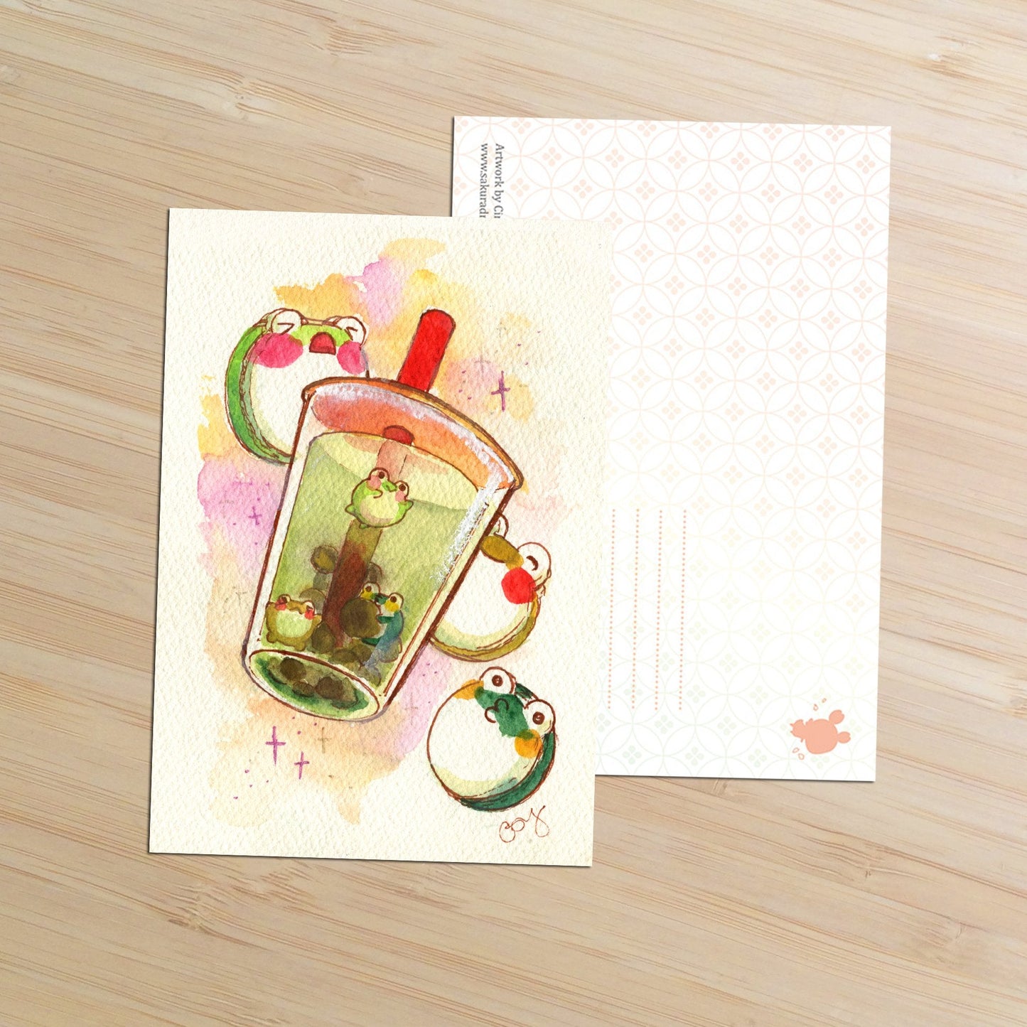 Frog Peas Boba Postcard - Sakuradragon