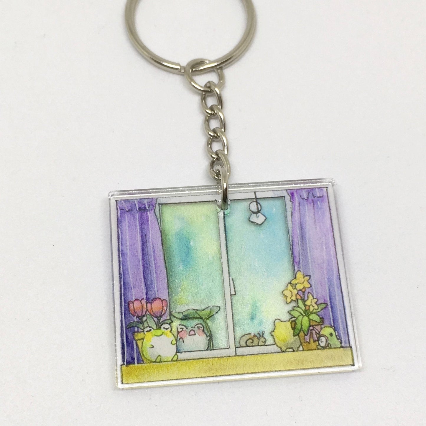 Frogpea Rainy Day Window Keychain - Sakuradragon