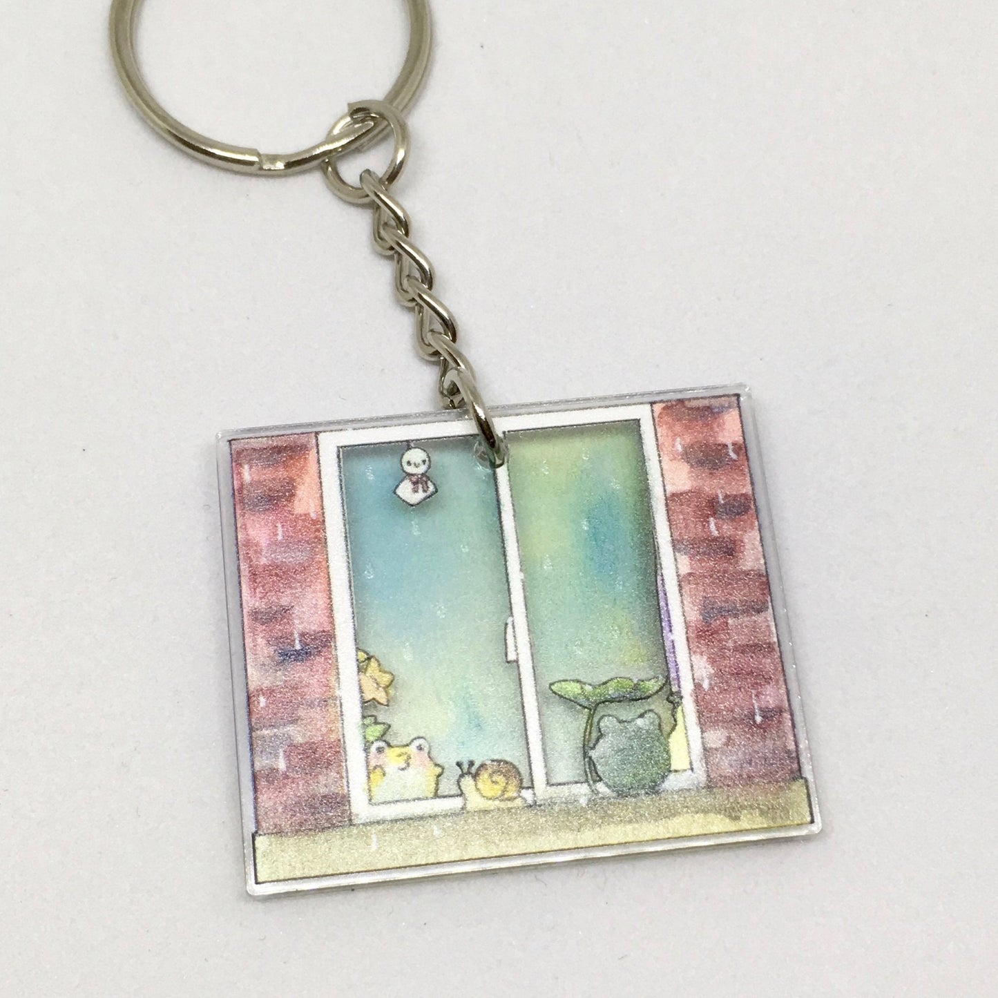 Frogpea Rainy Day Window Keychain - Sakuradragon