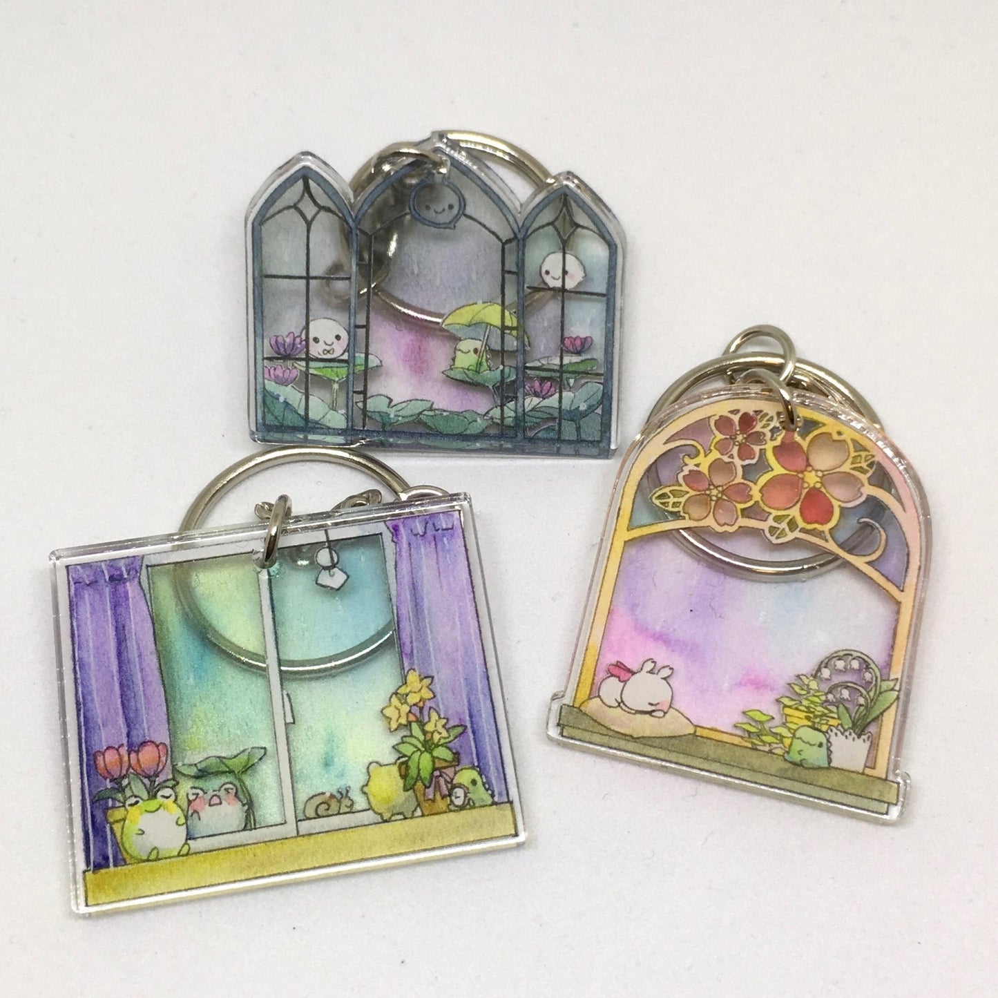 Ghostea Rainy Day Window Keychain - Sakuradragon