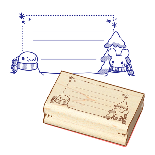 Snowy Friends Address Label - Wooden Stamp
