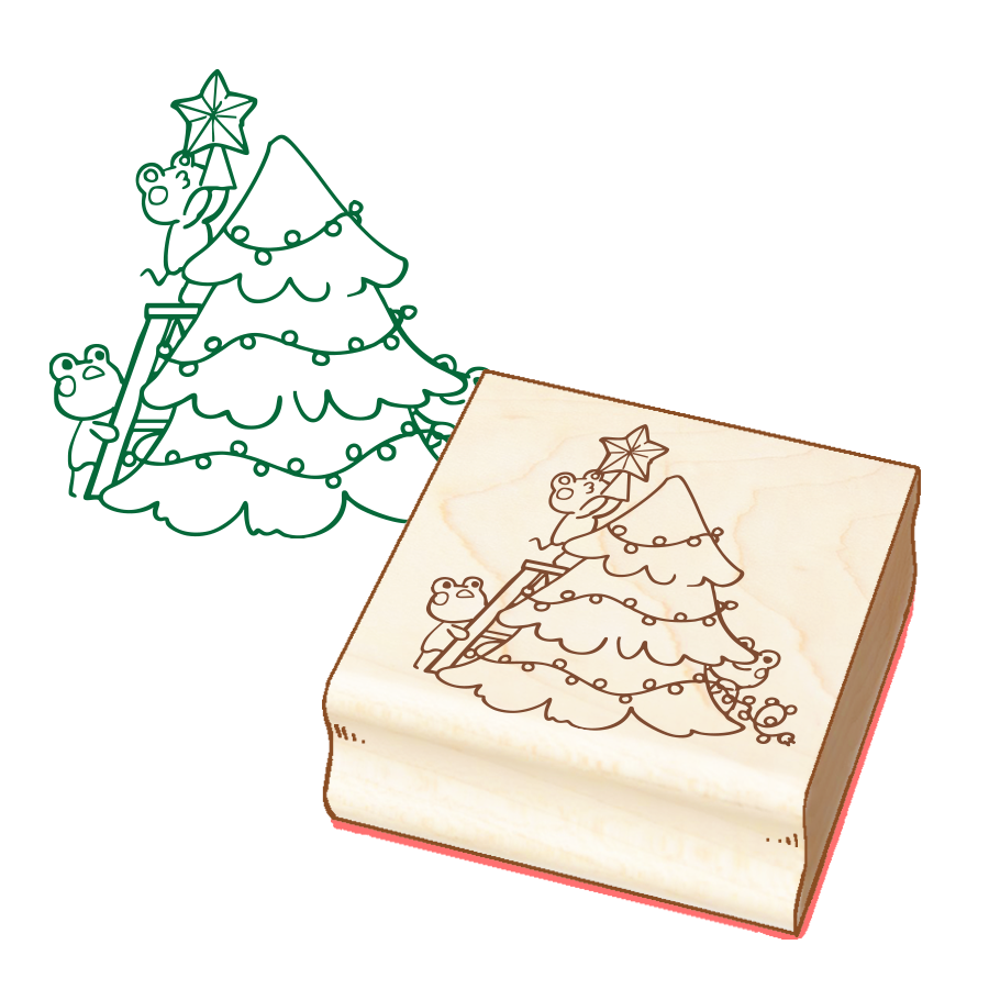 Frog Family's Tree Wooden Stamp
