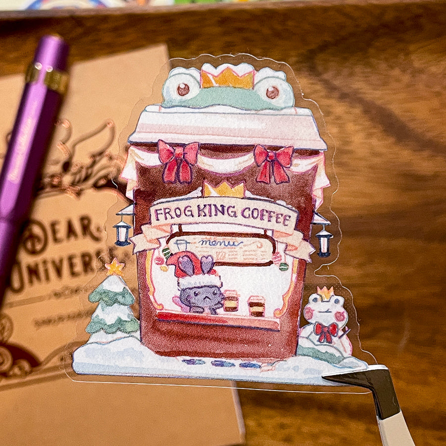 Winter Market Coffee Shop Clear Sticker