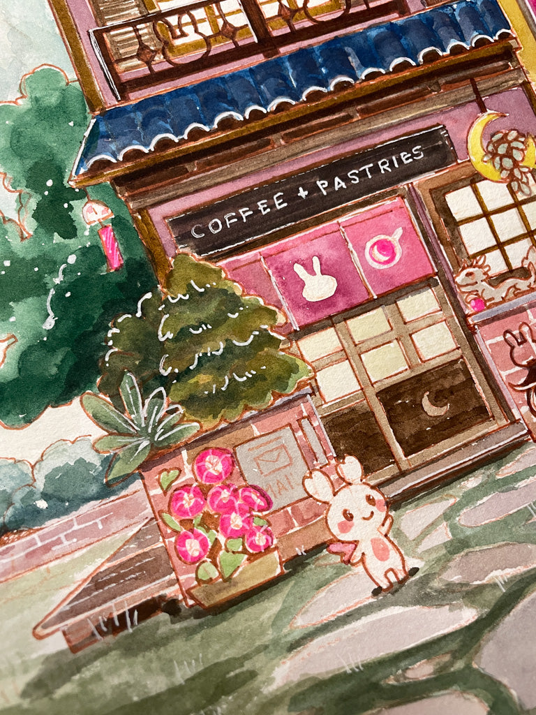 Eclipse Cafe - Original Watercolor Painting