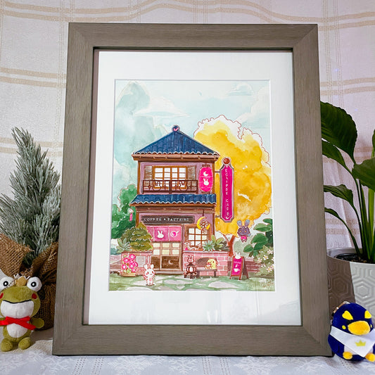 Eclipse Cafe - Original Watercolor Painting