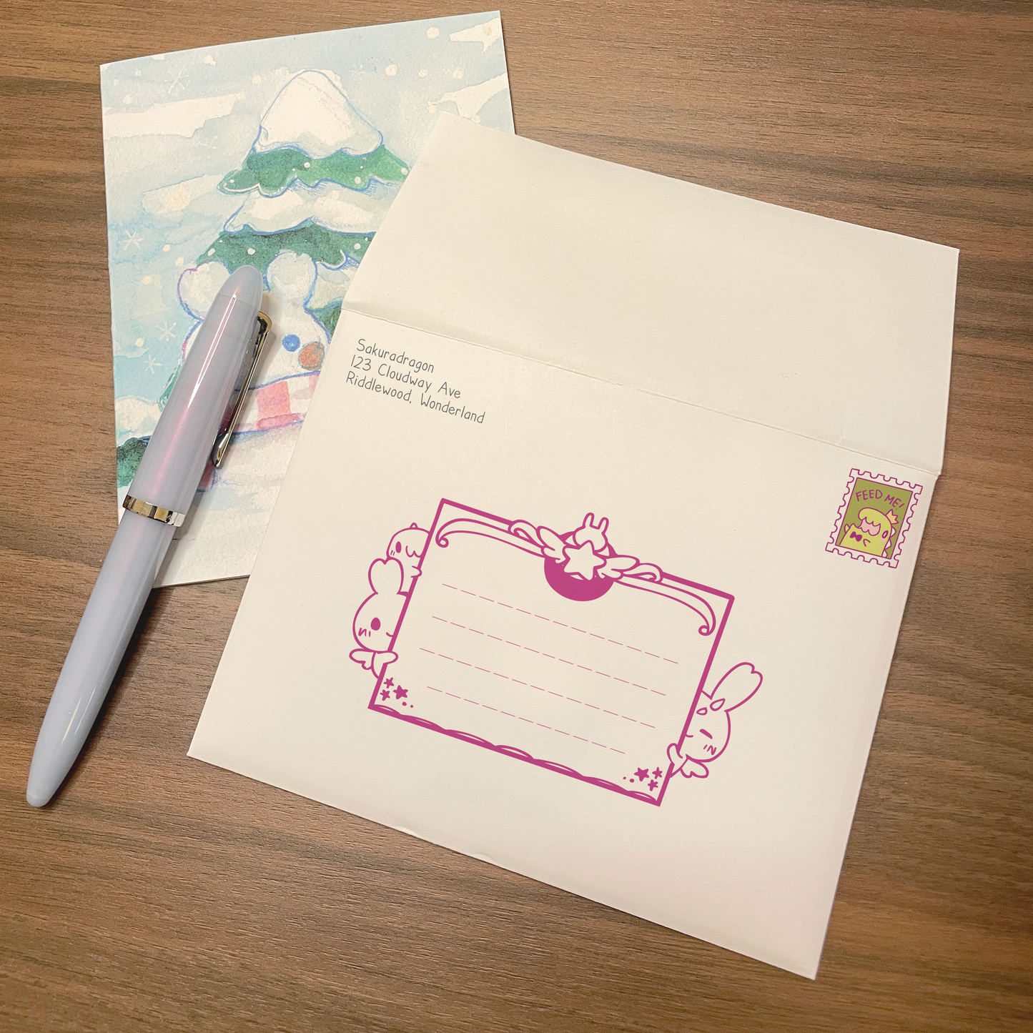 Peek-a-Boo Address Label - Wooden Stamp