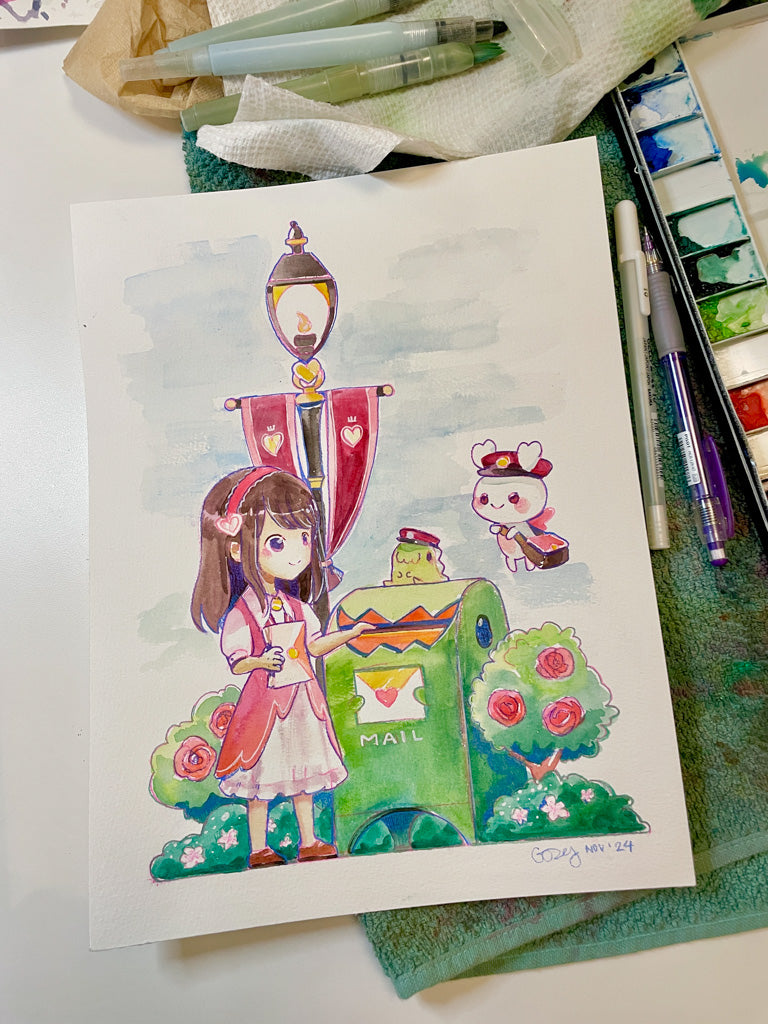 Feed Me Mailbox - Original Watercolor Painting