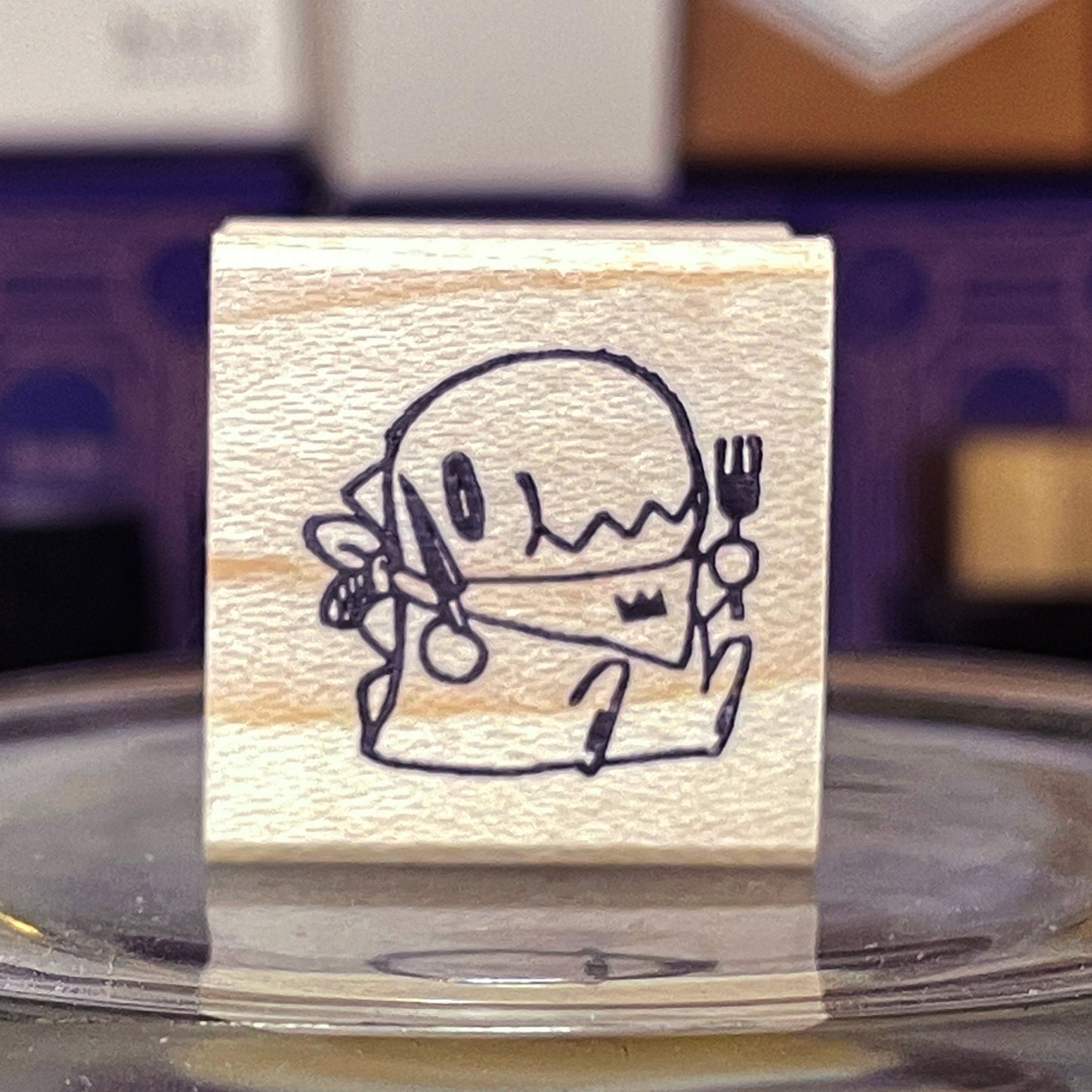 Snack Time (Dino) Wooden Rubber Stamp
