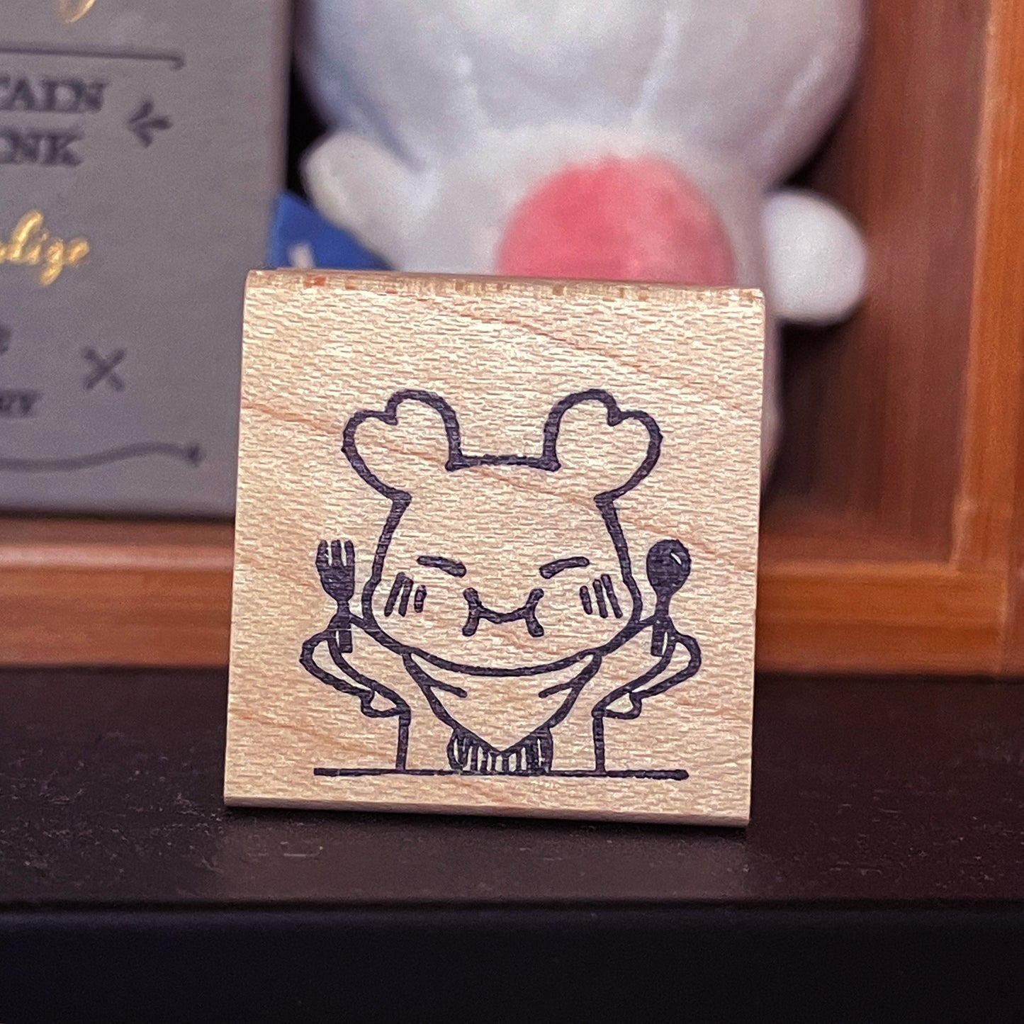 Snack Time (Sakura) Wooden Rubber Stamp