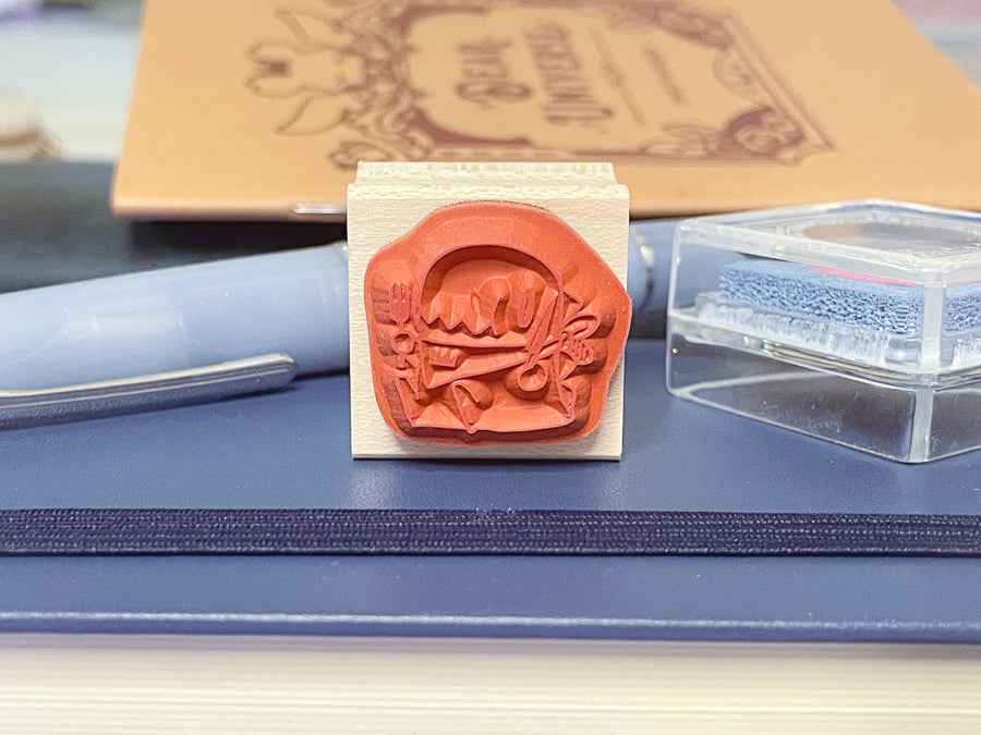 Snack Time (Dino) Wooden Rubber Stamp