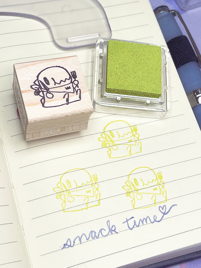 Snack Time (Dino) Wooden Rubber Stamp