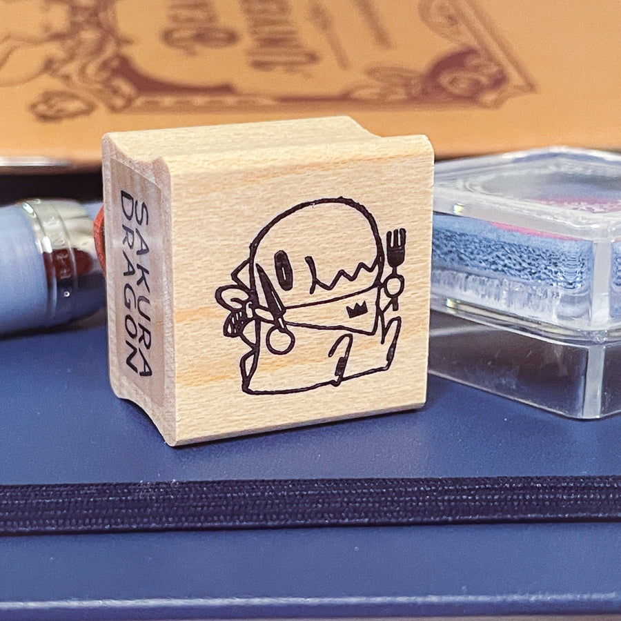 Snack Time (Dino) Wooden Rubber Stamp