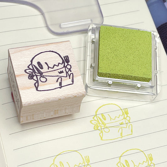 Snack Time (Dino) Wooden Rubber Stamp