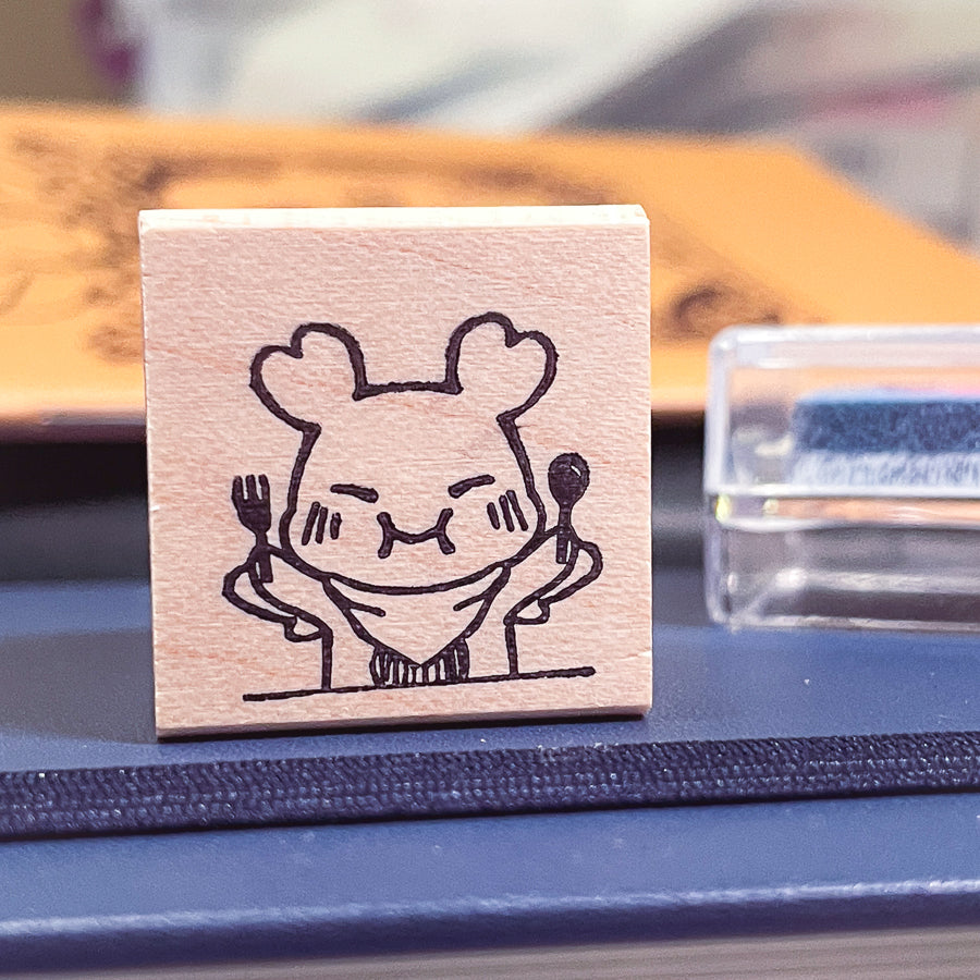 Snack Time (Sakura) Wooden Rubber Stamp