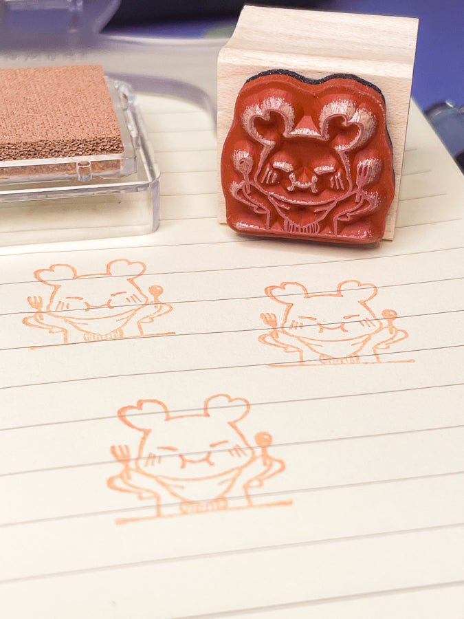Snack Time (Sakura) Wooden Rubber Stamp