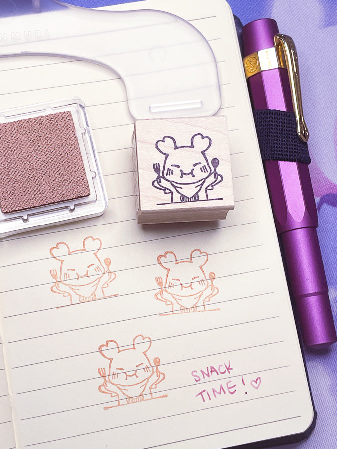 Snack Time (Sakura) Wooden Rubber Stamp