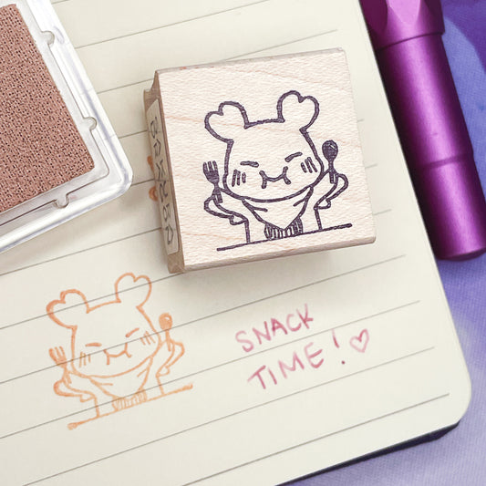 Snack Time (Sakura) Wooden Rubber Stamp
