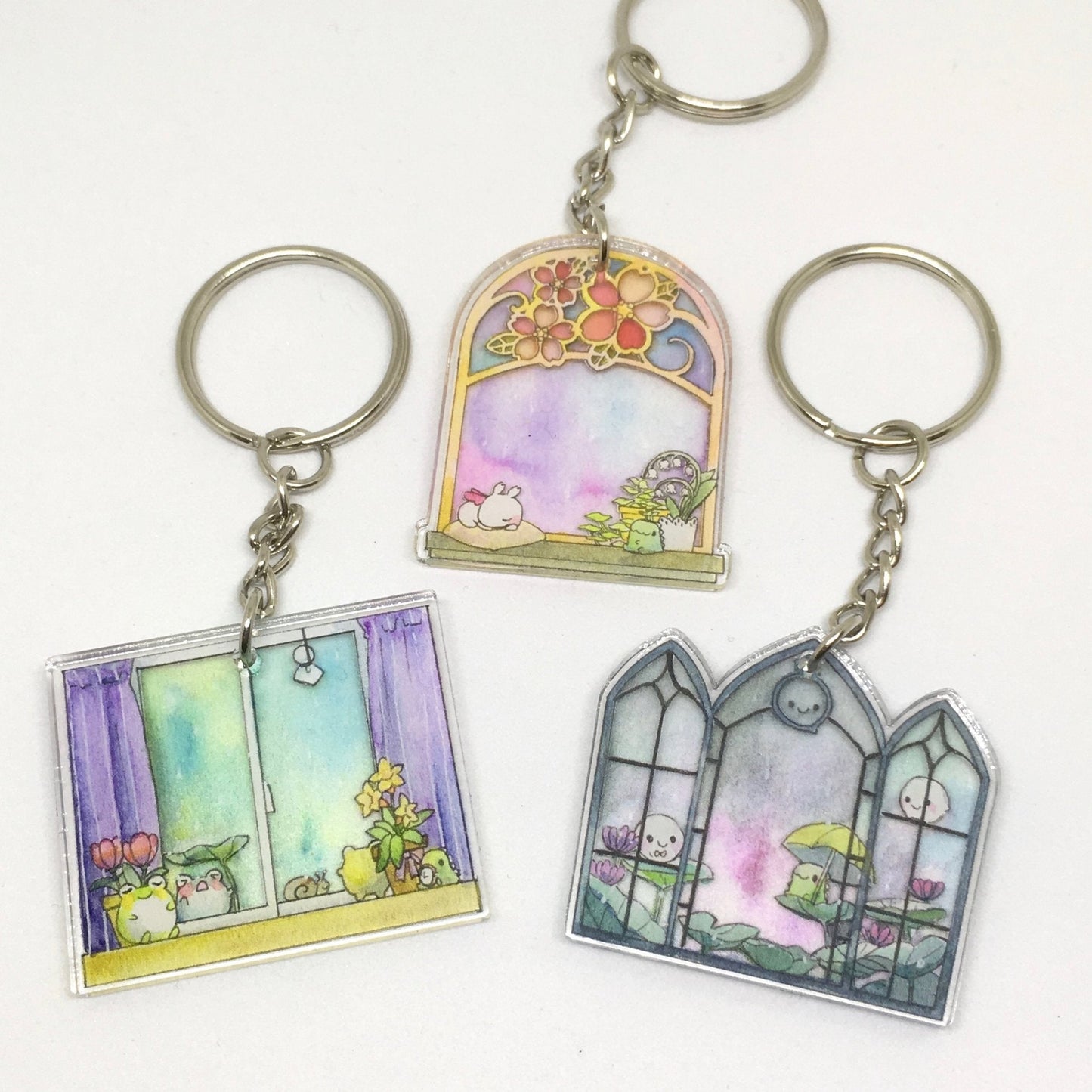 Frogpea Rainy Day Window Keychain - Sakuradragon